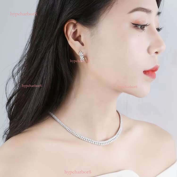 2-line tennis necklace laboratory gold Cuban chain