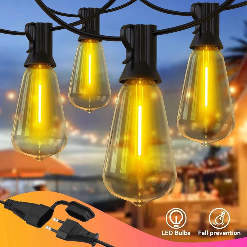 Outdoor String Light ST38 Patio Hanging Lights Garden Decorative Light String With Shatterproof LED Bulbs 2200K For Outside W251107