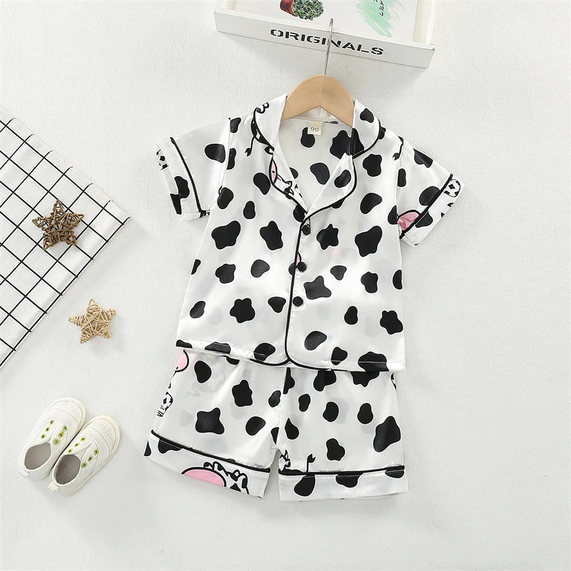 Summer Baby Girls Clothes Suit Children Sleepwear Shirt Shorts 2PcsSets Infant Pajamas Kids Clothing Toddler Casual Costume 250407