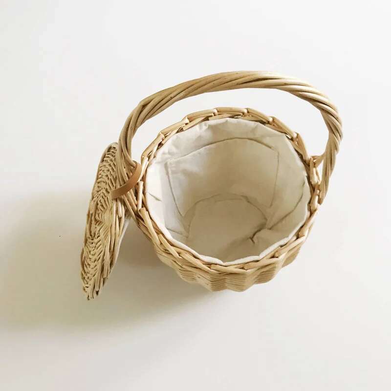 Women Beach Handbag Basket Straw Hand Cover Fashion Summer New Wicker Small Retro Rattan Tote Travel Clutch Bag Handmade