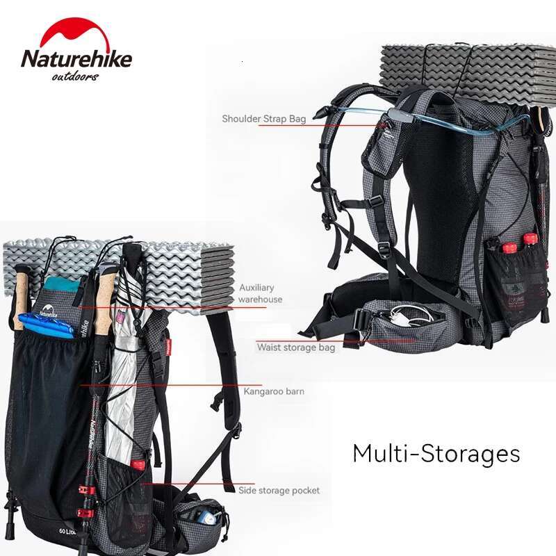 Naturehike Ultralight Backpack 60+5L/40L Frame Waterproof Travel Bag Large Capacity Camping Outdoor Hiking With Rain Cover