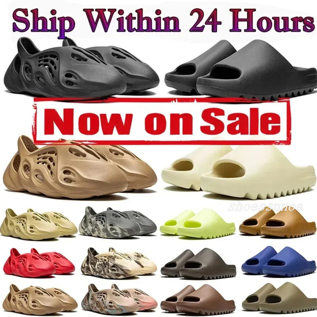 Designer Slippers Mens Slides Sandals Foam Runner Bone Onyx Resin Flax Azure Flax Glow Green MX Rubber Comfortable Women Classics Outdoor Beach Slipper eur 36-47