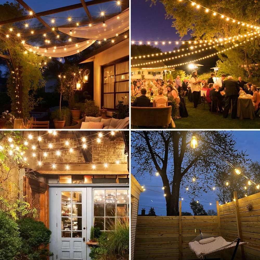 Outdoor String Light ST38 Patio Hanging Lights Garden Decorative Light String With Shatterproof LED Bulbs 2200K For Outside W251107