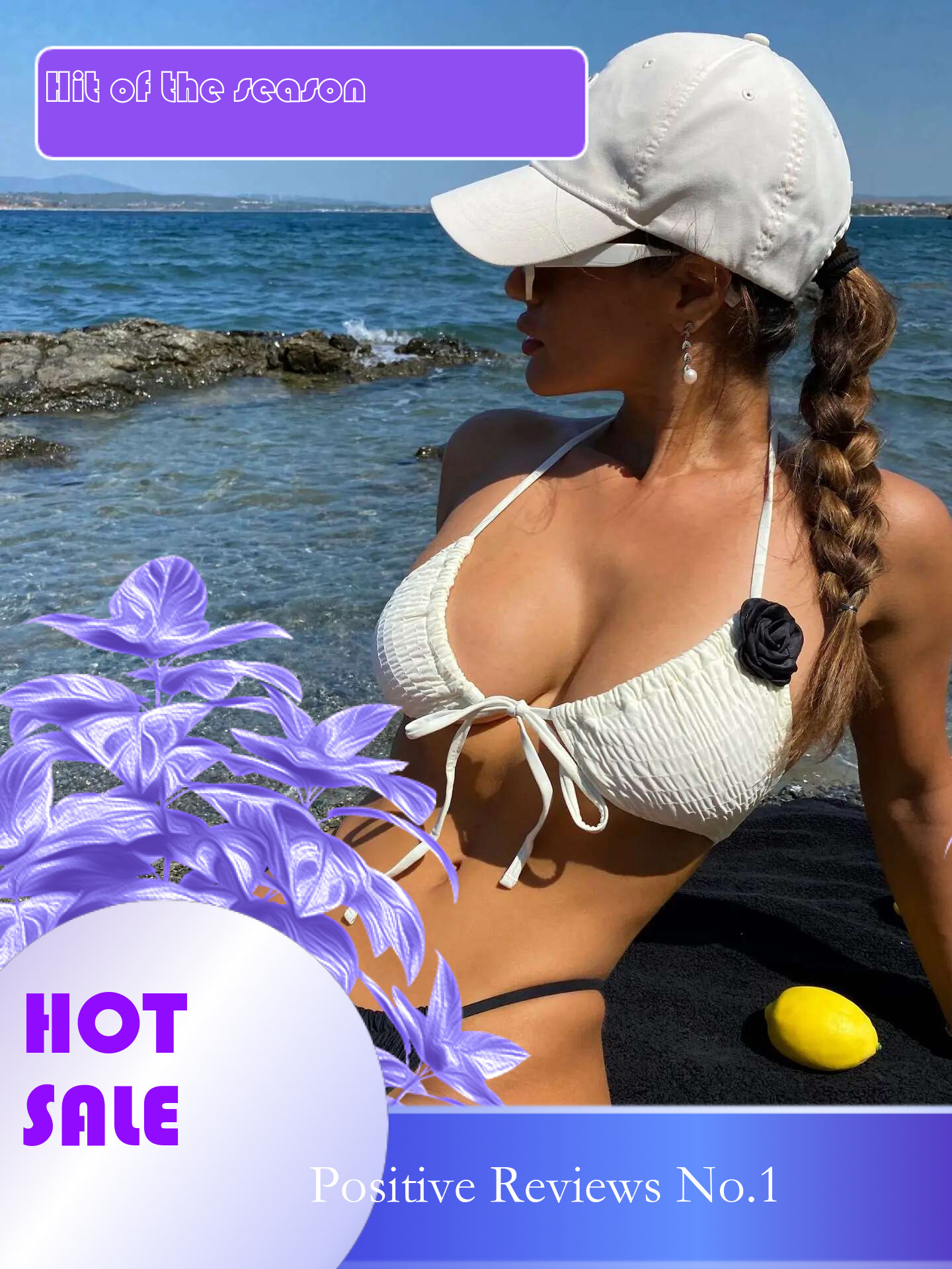Dongdumaoyi Sexy D Flowers Bikini Set Women White Black Contrast Front Tie Pleate Push Up Swimsuit Beach Bathing Suit Thong Swimwear