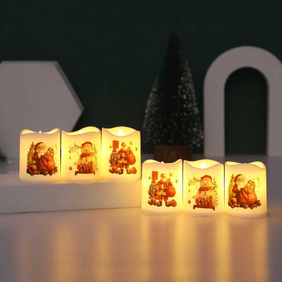 Christmas Candle Set Old Man Tree Snowman Christmas Eve Carnival Romantic Ornaments Light Led Christmas Decoration Candles Light W251107