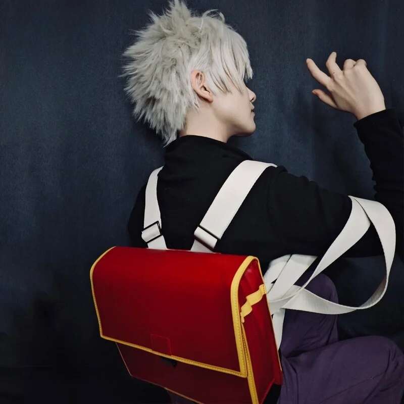 Anime Killua Zoldyck Cosplay Student Mochila Backpack Travel Bags Unisex Red PU Waterproof Bag Accessories Props Halloween