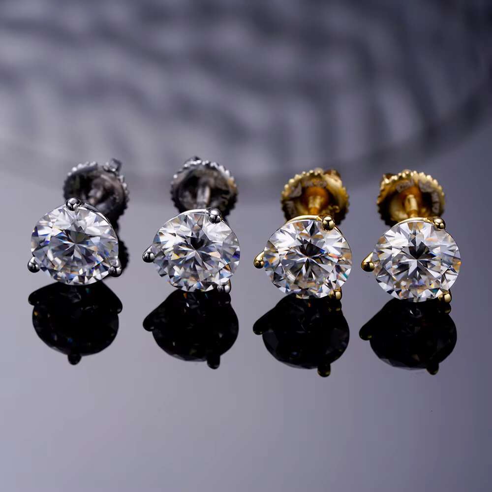 Fashion Classical New Mondel Hip Hop Jewelry Round 10mm Iced Out 5A Cubic Zirconia Brass Round Stud Earrings for Unisex