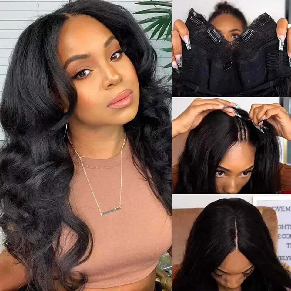 1632 Inch V Part Wig Human Hair Long Body Wave Brazilian Hair Wig For Women 200 Density V Shape Wig Brazilian Hair Wigs W251107