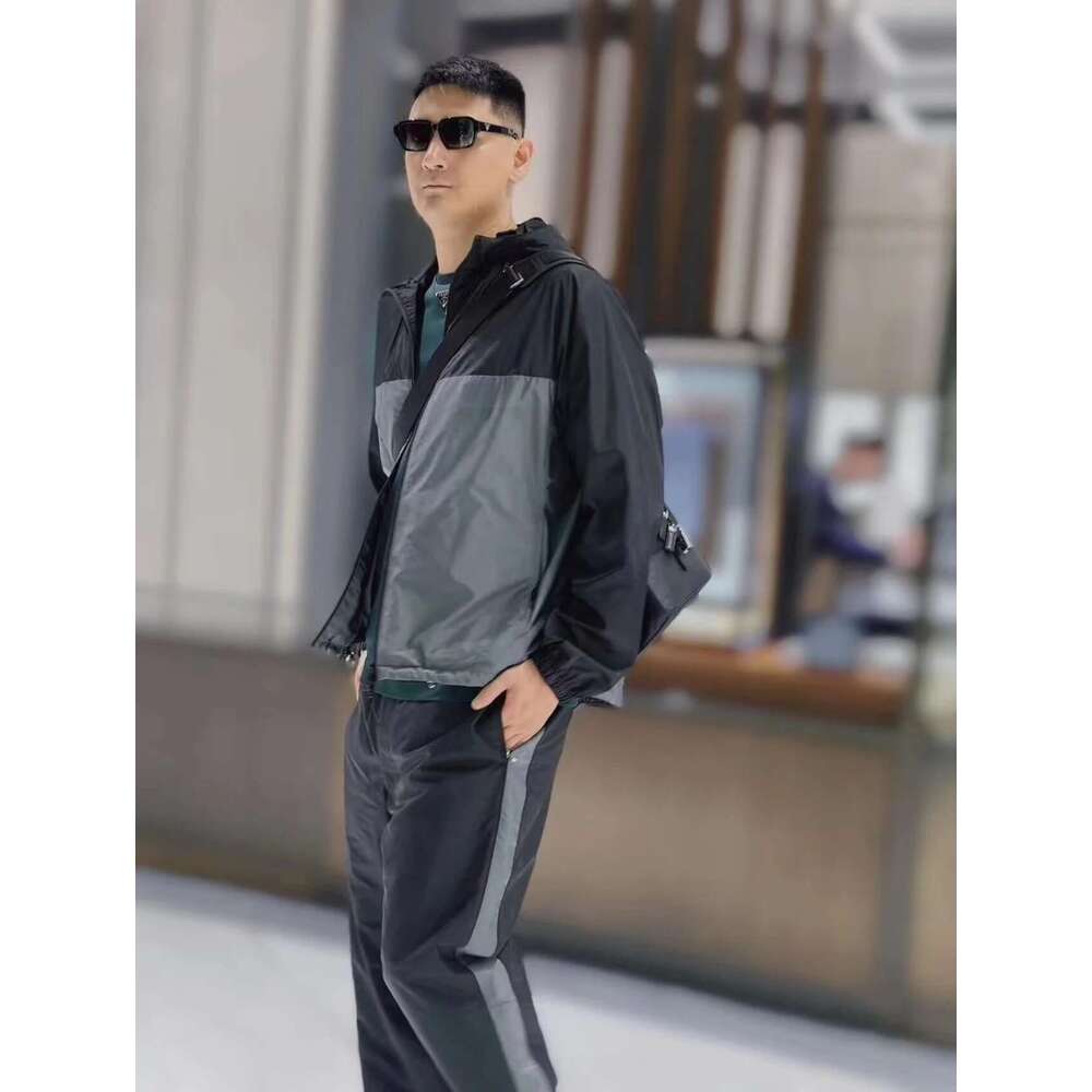 Early autumn new spliced contrasting zipper jacket casual pants set for both men and women