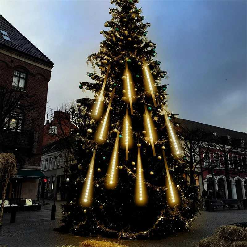 8 Tubes Meteor Rain LED Lights Christmas Street String Light Battery Power Outdoor Garden Wedding Eave Decoration Holiday Lamp W251107