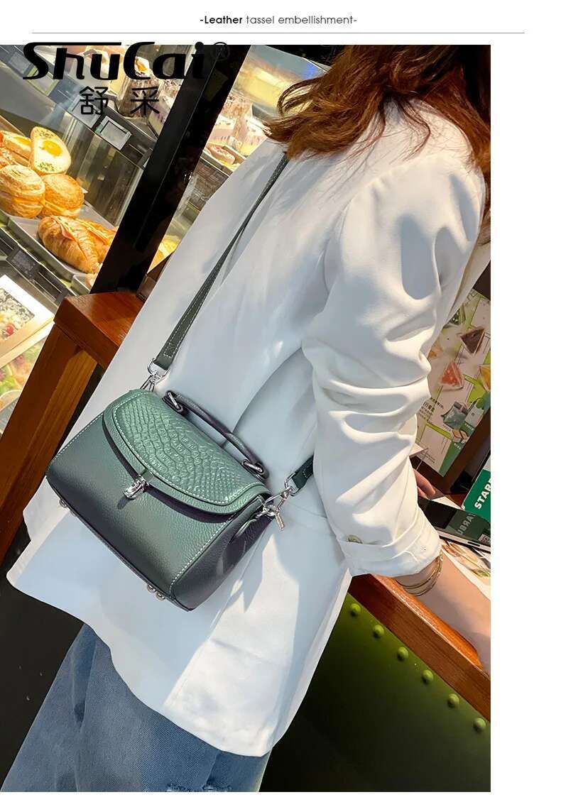 Genuine Women's Female Small Square Bag Single Shoulder Crossbody Soft Leather Handbag New
