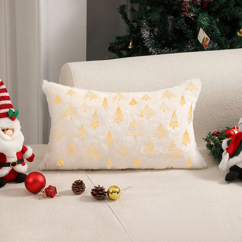 New Christmas Tree Gold Stamping Double-Sided Pillowcase Atmosphere Decoration Cushion Cover
