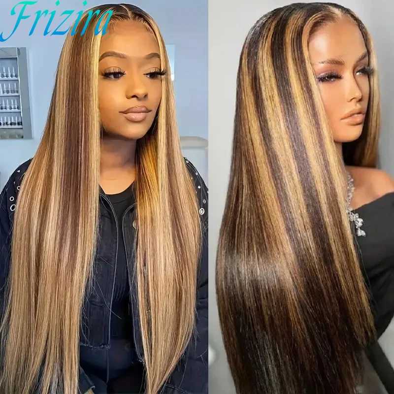Highlight 427 Straight Hair Wigs 13x6 Transparent Lace Front Human Hair Wigs Ombre Bone Straight Lace Frontal Wigs 250 Density W251107