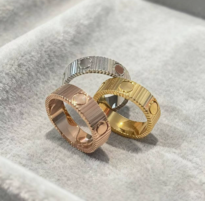 NEW Classic titanium steel silver gold designer rings bague for mens and women wedding couple engagement gift jewelry size 5-11