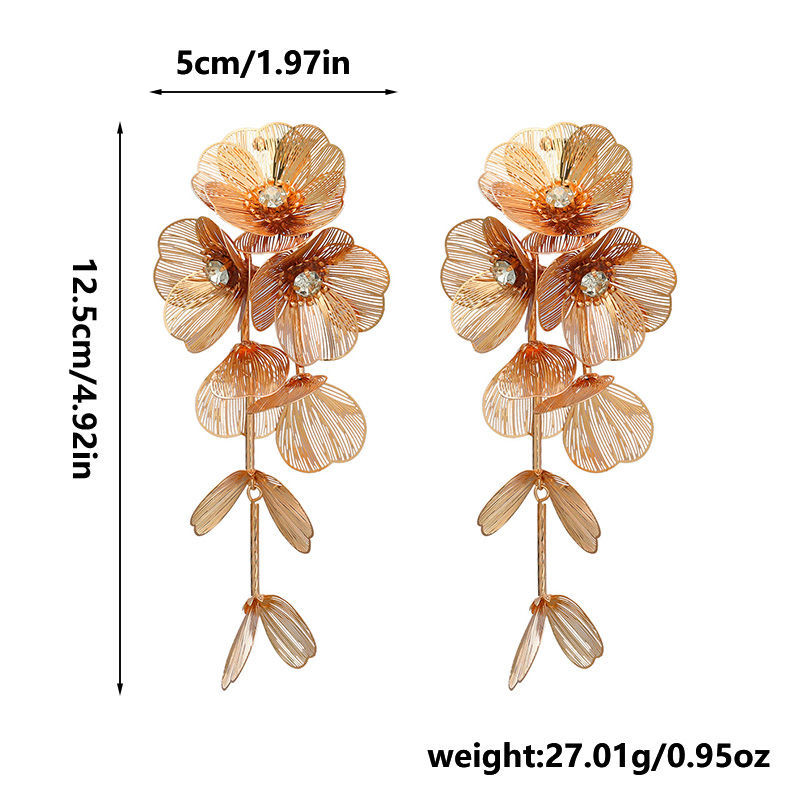 Chic Party Wedding Jewelry Layered Flower Pendants Studded with Imitation Crystal Decorations