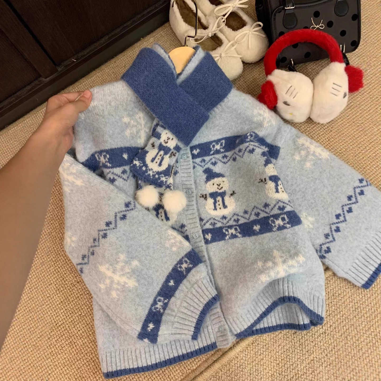 Christmas Outfit Design Sweater Cardigan Womens Autumn Winter Knitted Sweater Coat Petite Lazy Style Top W251107