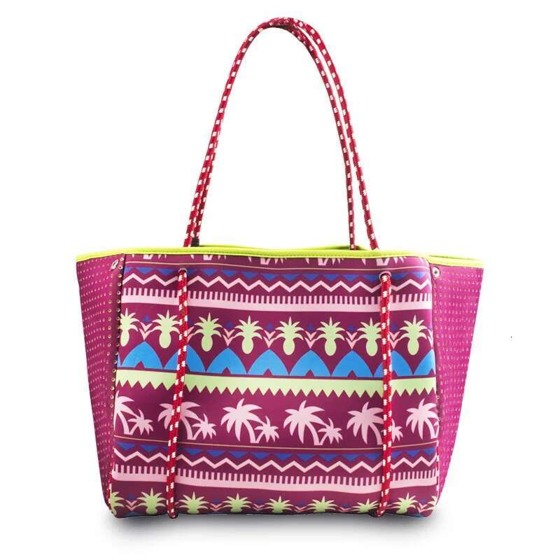 Beach Diving Cloth Printed Handbag European American Outdoor Picnic Women's Waterproof Shoulder Tote Bag Neoprene Open Cover