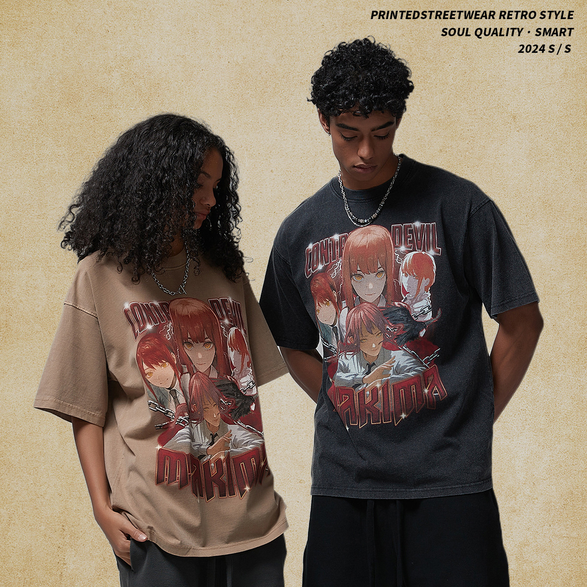 Wear | 2025 New Product 250g American Street Trendy Brand Men's T-shirt White Ink Breathable Printed T Short Sleeve