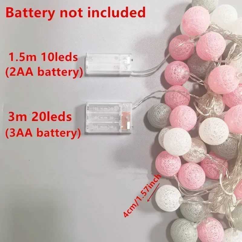 15/3M Cotton Garland Balls Lights String Christmas Outdoor Hanging Party Baby Kids Room Bed Fairy Lights Wedding Decorations W251107