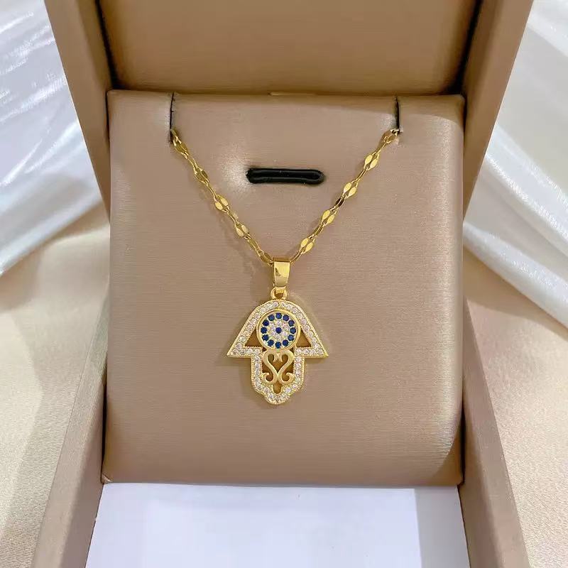 Designer Necklace 18k Gold Stainless Steel Evil Eyes Necklace for Men Women OT Pearl Buckle Party Wedding Travel Jewelry Wholesale Drop Ship
