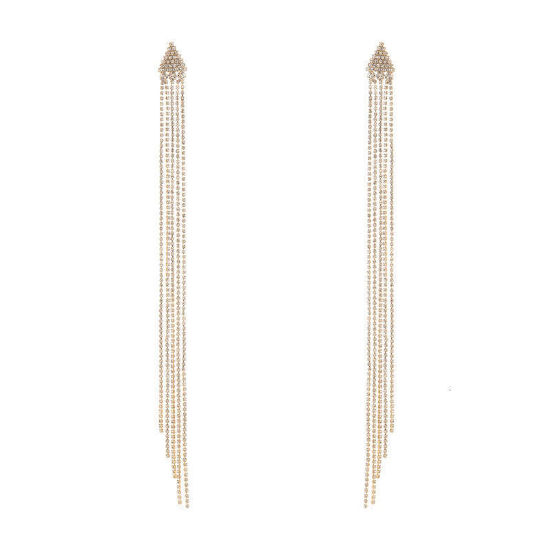 S Sier Needle Triangle Water Dia Exaggerated Extra Long NEW tassels, Irregular Claw Chain Earrings, Simple and Skinny Style
