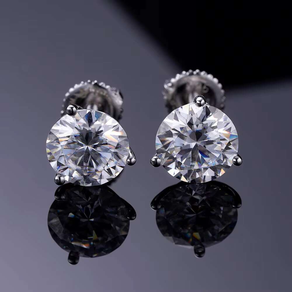 Fashion Classical New Mondel Hip Hop Jewelry Round 10mm Iced Out 5A Cubic Zirconia Brass Round Stud Earrings for Unisex