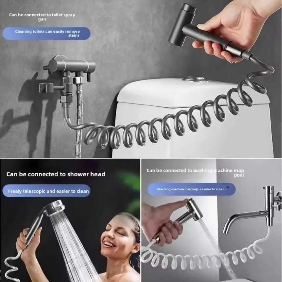 15/2/3/5M Large Flow Spring ible Retractable Hose For Shower Toilet Bidet Water Pipe Plumbing Bath Spiral Shower Hose Y251107