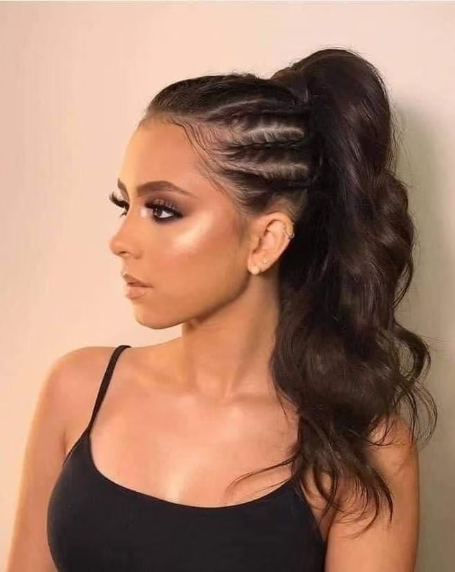 Body Wave Human Hair Drawstring Ponytail Clip In Brazilian Remy Hair Ponytail Natural Color dark brown color 2 Pony Tail For Women braids hairpiece