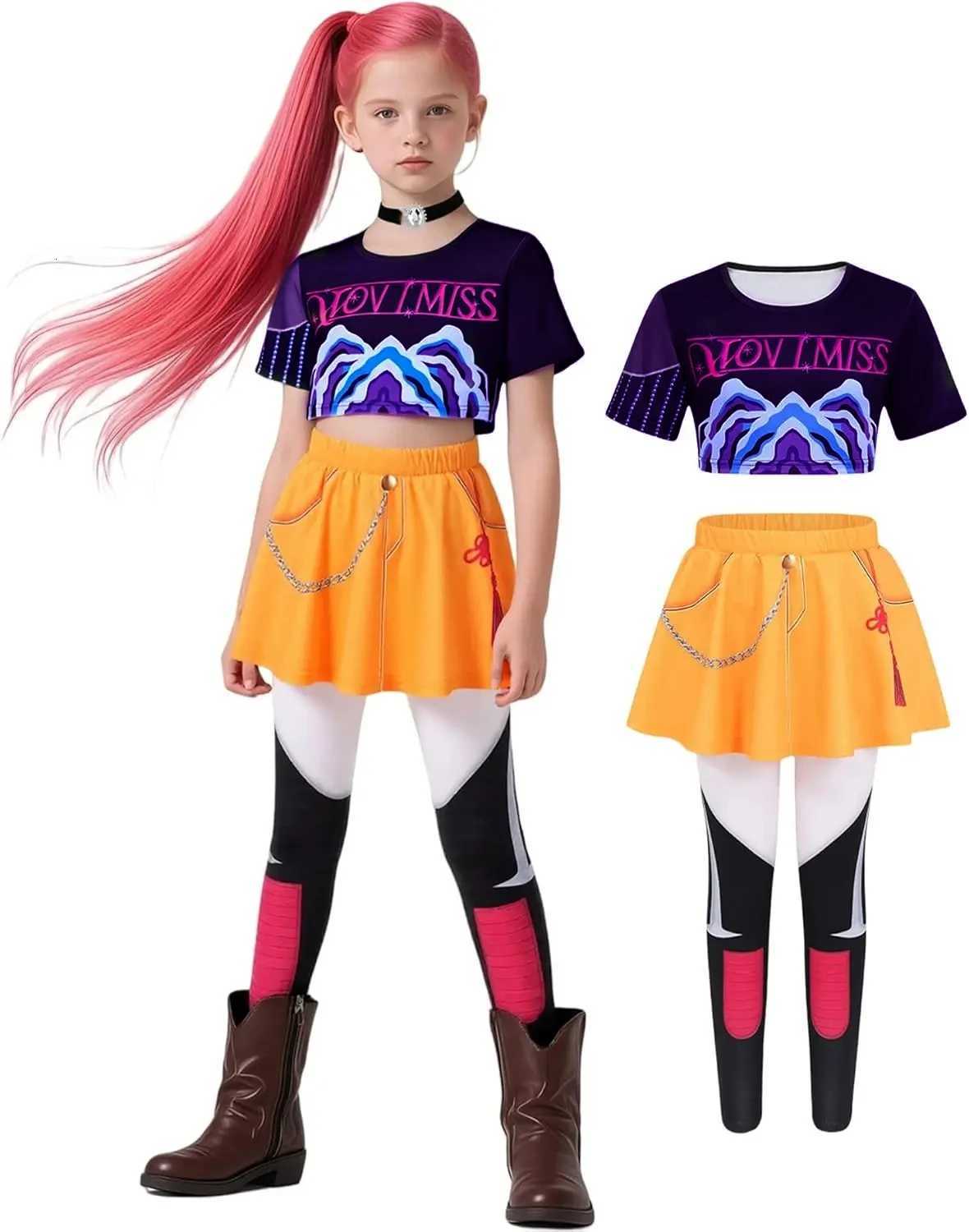 Girls Demon Pop Singer Hunters Stage Outfit Idol Costume Kids Halloween Costumes Singers Leader Cosplay W251107