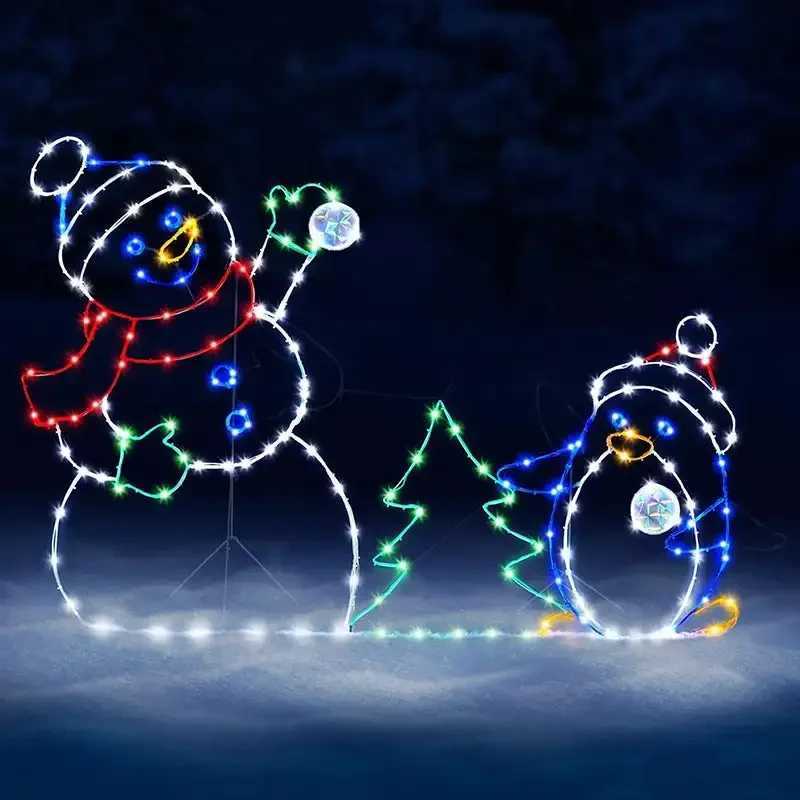 LED Snowman Ornament Glitter Light Christmas Decoration Animated Holiday Party Winter Home Decor Outdoor Garden Yard W251107
