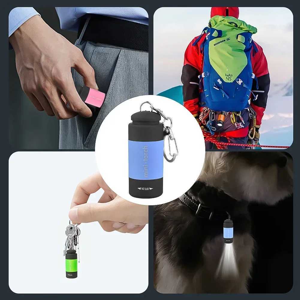 USB Rechargeable LED Multifunctional Strong light Pocket Keychain Flashlight Waterproof Outdoor Hiking Camping Mini FlashlightW251106