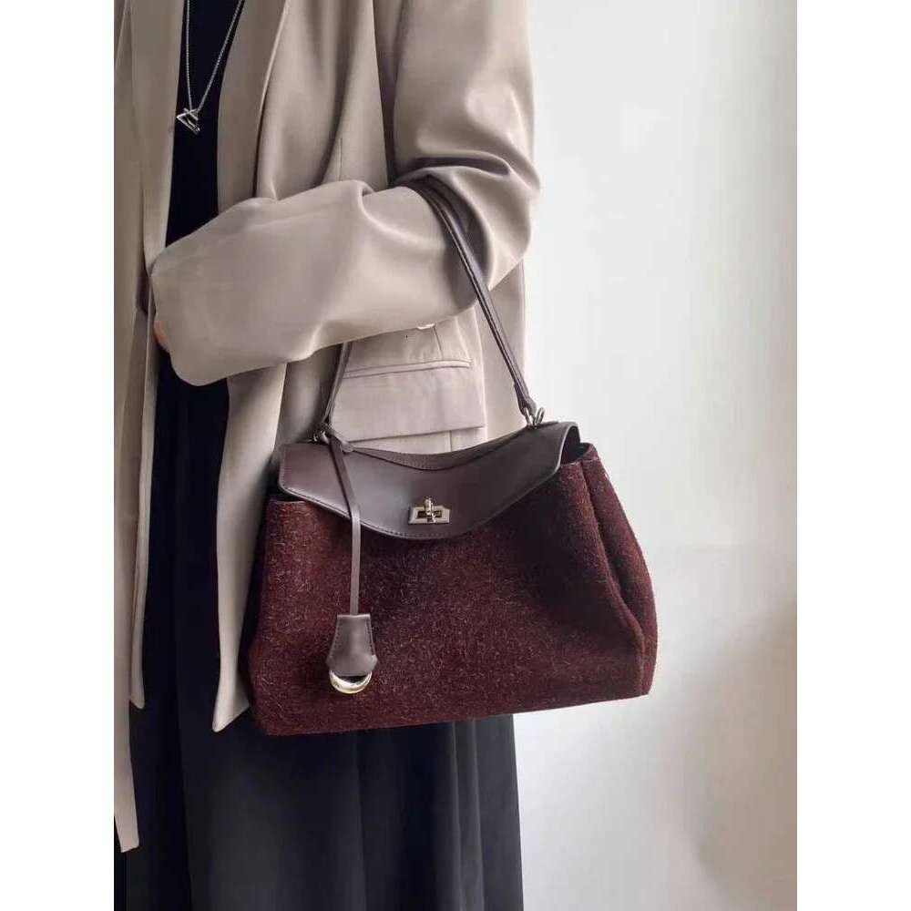 Vintage Snowflake Veet Suede Leather Tote Green Coffee Color Women Handbag Extremely Romantic Imagery In Winter Shoulder Bag