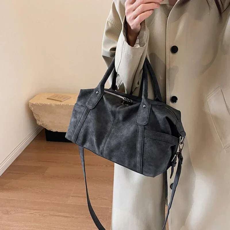 Retro Design PU Leather Shoulder Bags For Women 2024 Korean Fashion High Capacity Armpit Female Crossbody Bag Tote Handbags