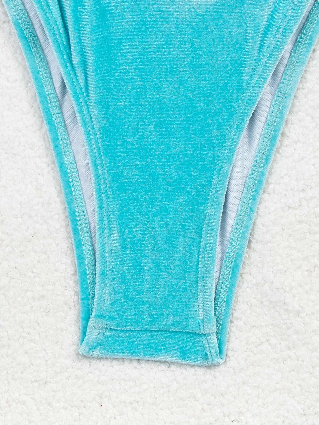 Dongdumaoyi Sexy Velvet Bikini Women Colorful Bead String Strap Push Up Swimsuit Brazilian Summer Bathing Suit Thong Swimwear Biquini