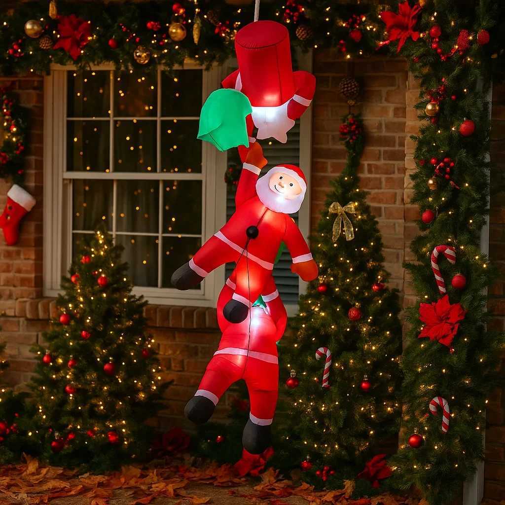 78FT Outdoor Holiday Decoration Climbing Santa Claus Christmas Yard Party Decor Xmas Ornament Lights Home Toys Prop W251107