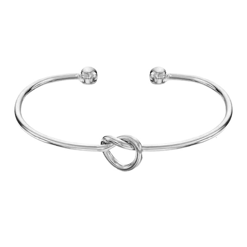 Top selg 2mm fine stainless steel knot with heart-shaped opening bracelet