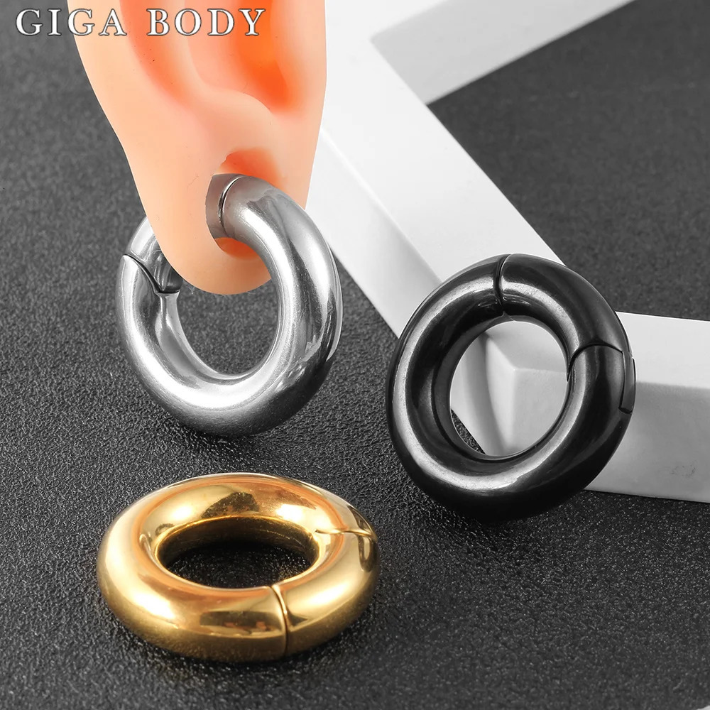 Giga 2PCS Fashion Ear Hoop Weights Hanger Gauges Plugs Expander 316L Stainless Steel Magnetic Piercing body Jewelry 8mm 0G 250403
