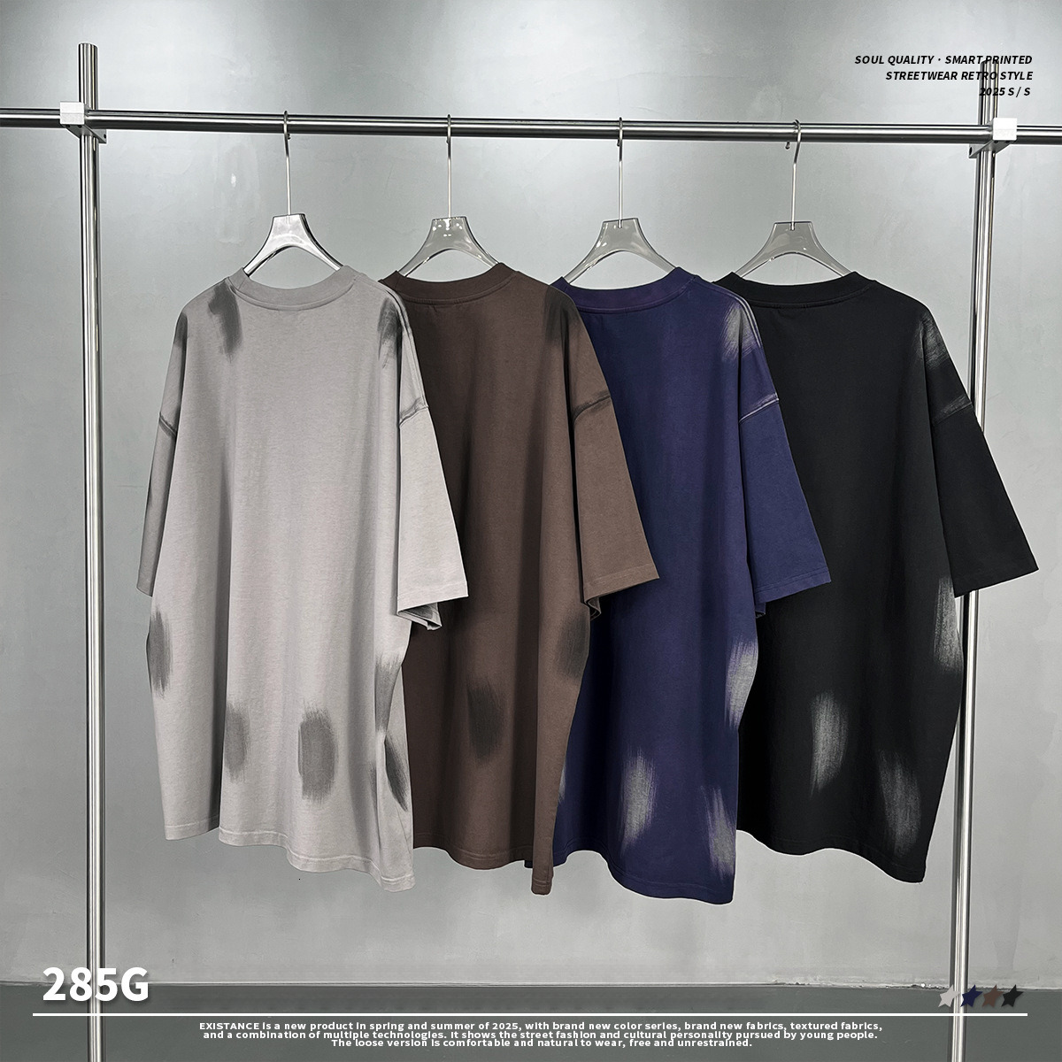 Chain Trendy | 2025 Summer New Collection Washed and Used Men's Clothing Short Sleeve Graffiti Brushed Paint Personalized T-shirt