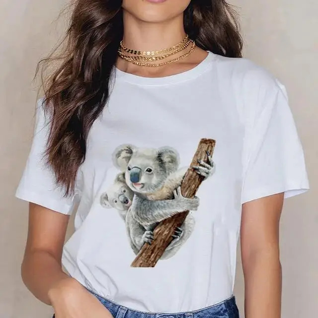 Womens Cartoon Kawaii Animal Koala Printed Tshirt Harajuku Ropa Mujer Graphic Plus Size Casual Street Clothing 250407