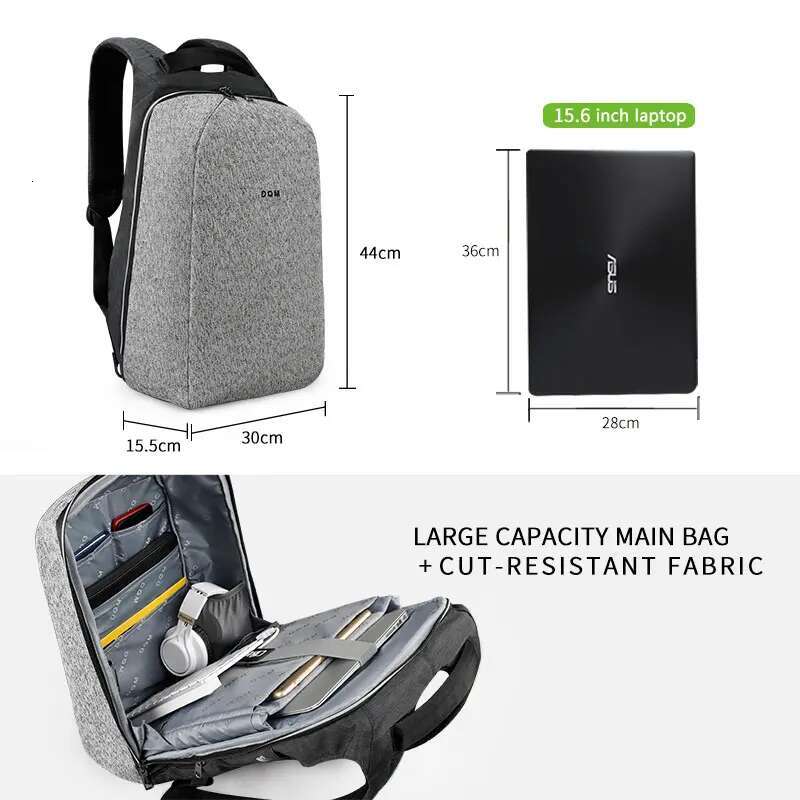 Tigernu Cut Resistant Series USB Charging Anti Theft Backpack For 15.6 Inch Laptop Men Women Waterproof Zipper Backpack