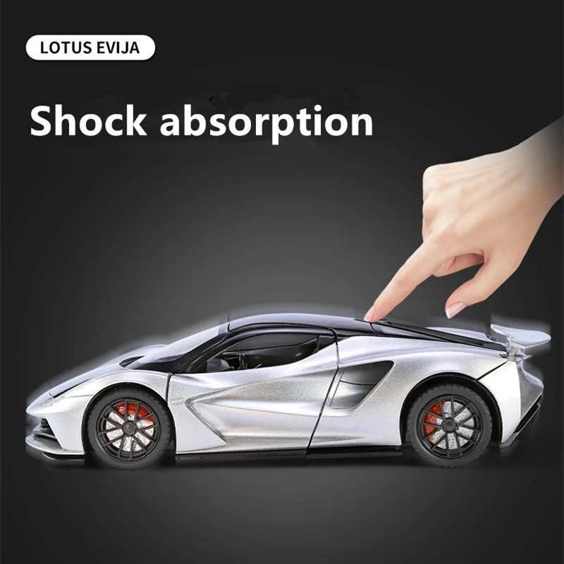 1 24 Lotus EVIJA Alloy Sports Car Model Diecasts Metal Racing Super Car Model Simulates Sound and Light Childrens Toy GiftsXJ250407
