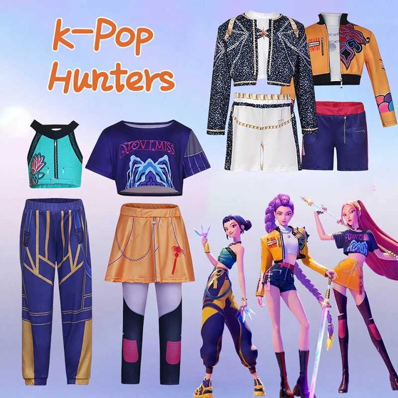 Kids K-Pop Rumi Zoey Mira Demon Hunters Cosplay Costume for Girl Halloween Carnival Comic-con Stage Role Play Clothes Outfits Z251107