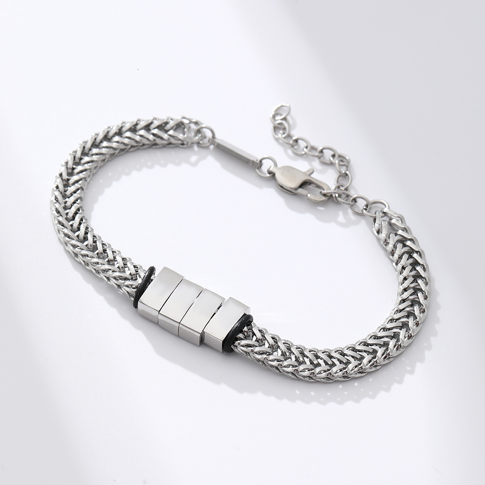 Titanium steel fashionable colorfast, simple versatile men's bracelet give to father and boyfriend
