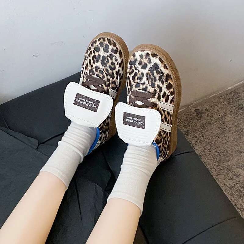 Women Vulcanize Design Leopard Print Trends Casual Sneakers Women Skateboard Shoes feminino