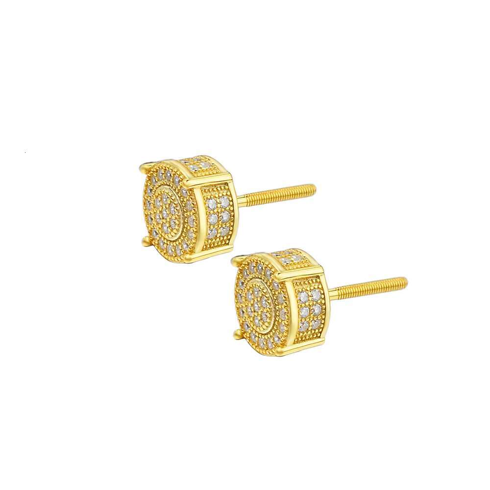 Handmade Diamond Bling Iced Out 5A Zirconia 925 Sterling Silver Screw Back Engagement Stud Earrings for Men