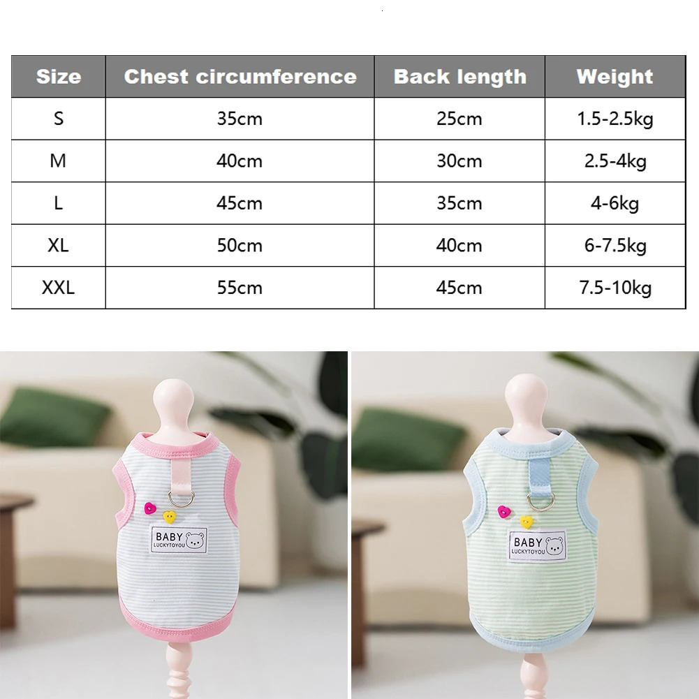 Spring and Summer Dog Thin Breathable Striped Vest Bichon Leashable T-Shirt Yorkie Cool Pullover Pet Supplies Puppy Clothes 250407