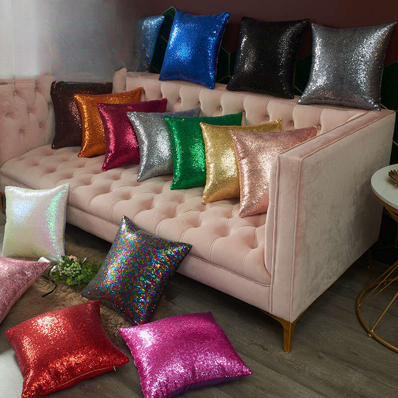 Ins Cross-Border Wedding New Year Christmas Sequin Cushion Lumbar Pillow Wholesale Pillowcase Without Core