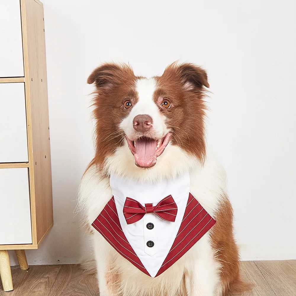 Sucado dog tailcoat collar adjustable formal pet bandage washable breathable wedding scarf with bow and D-ring used for parties M250406