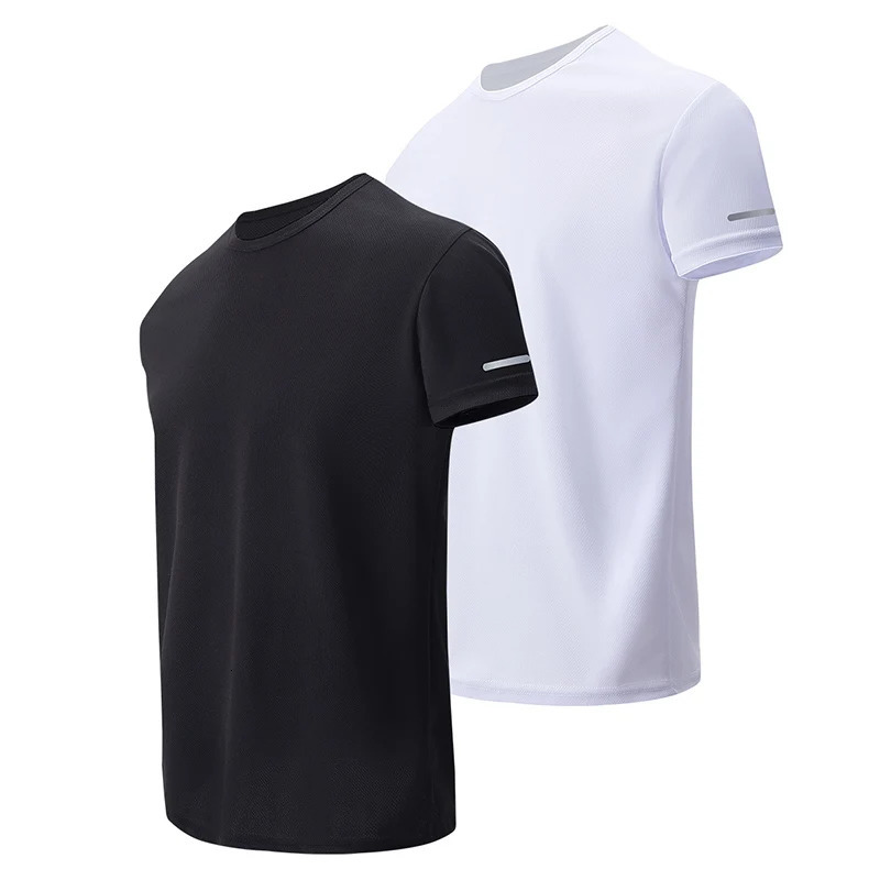 1/4 pack mens solid mesh quick drying sports short sleeved casual clown running fitness comfortable plus size zipper T-shirt 250402