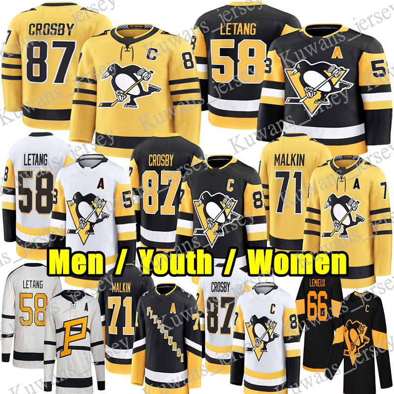 #87 Sidney Crosby pittsburgh hockey jersey penguin jersey Kris Letang Erik Karlsson Evgeni Malkin Bryan Rust Tristan Jarry Mathew Dumba Jagr Anthony Mantha jerseys